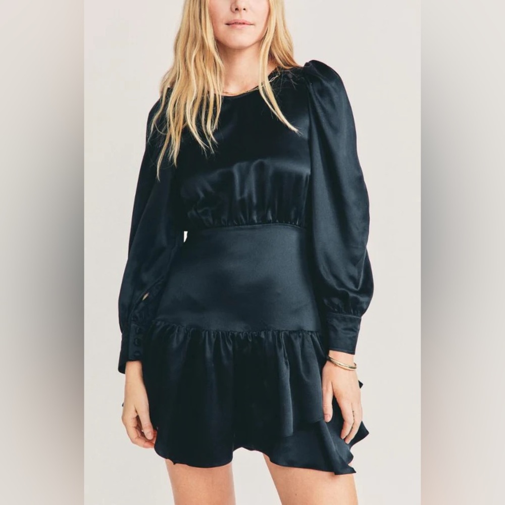 NWT LoveShackFancy Teyana Black Silk Mini Dress